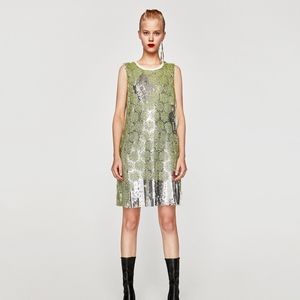 ZARA Sequin Mini Dress NWOT Medium White